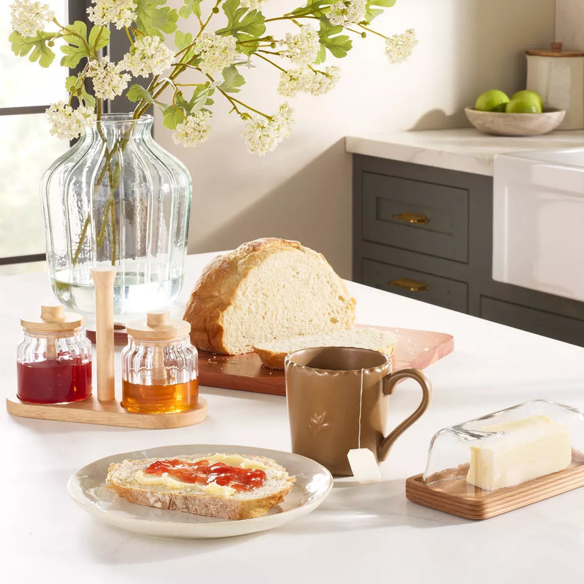 Glass Honey and Jam Serve Containers and Caddy