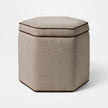 Storage Ottoman with Twisted Piping Detail Brown Linen