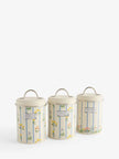 Set of 3 Natural Maisie Floral Print Storage Jars