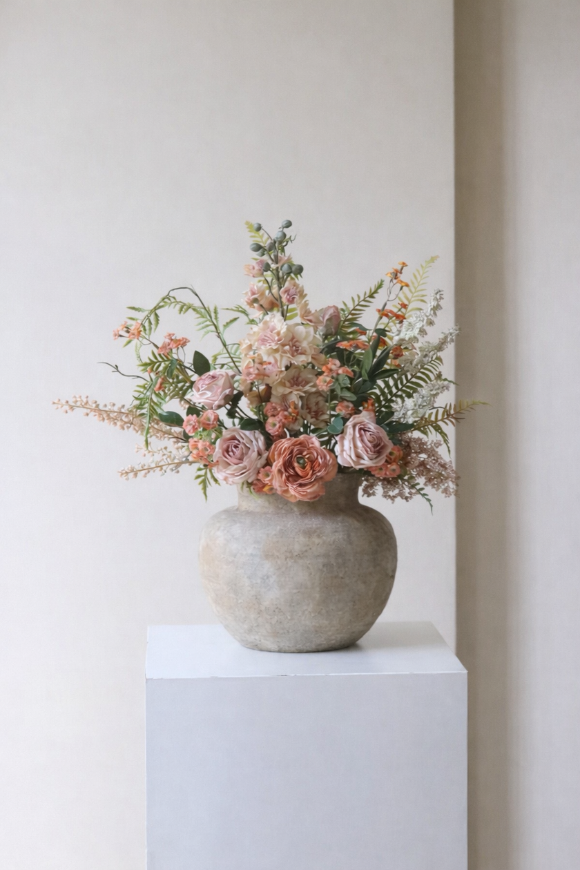 Rosé Garden Everlasting Floral Arrangement and Vase Set