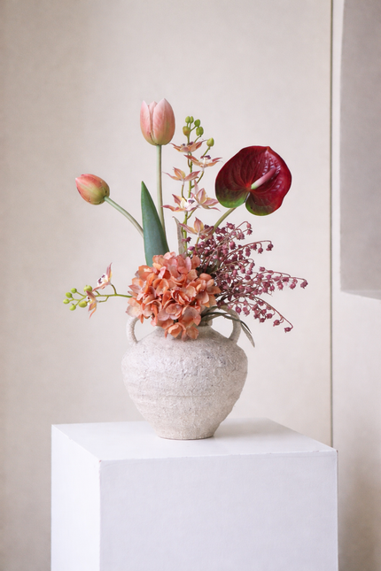 Rosé Garden Vase & Floral Arrangement Set