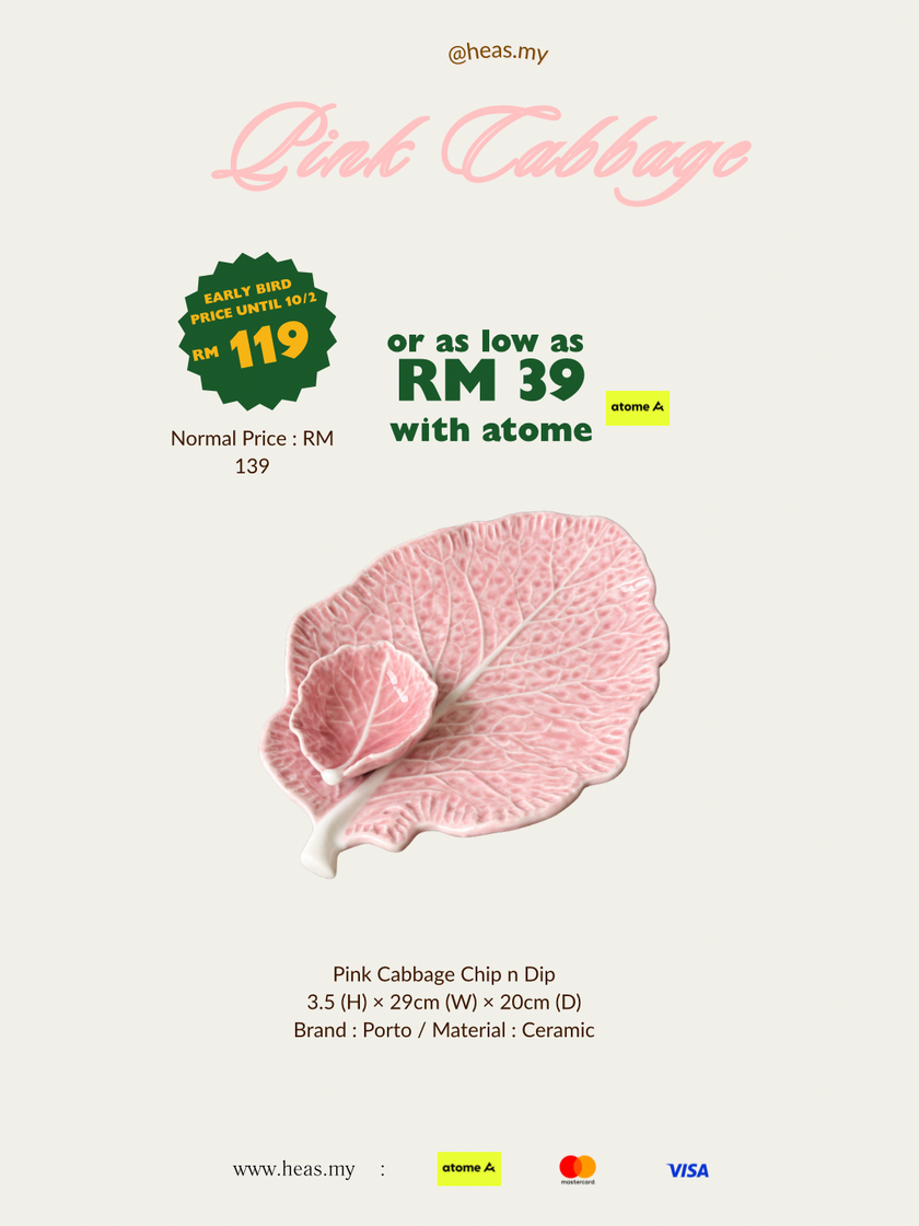 Pink Cabbage Chip n Dip 29cm and 39cm