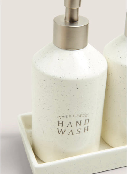 The Laundry Co. Natural Speckle Basin Hand Wash & Hand Lotion with Tray Set