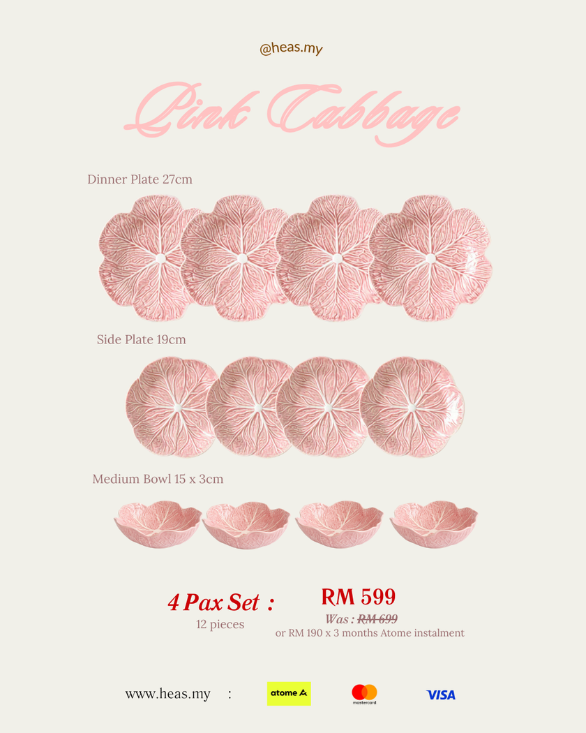 Pink Cabbage 4 Pax Set (12 Pieces)