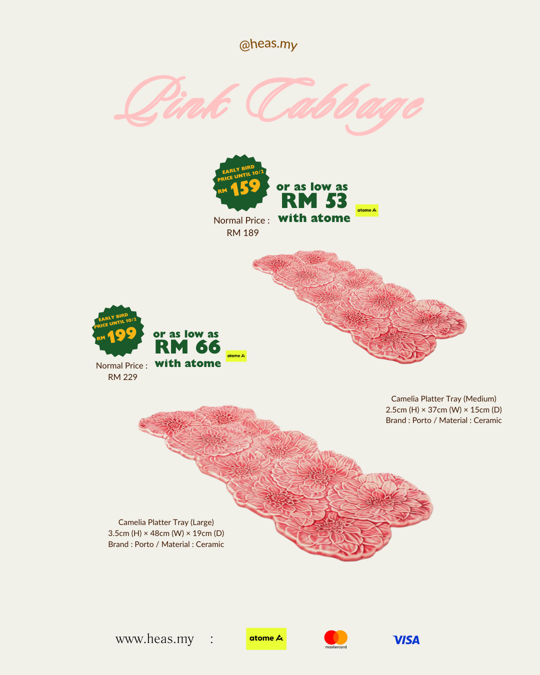 Pink Camellia Platter Tray