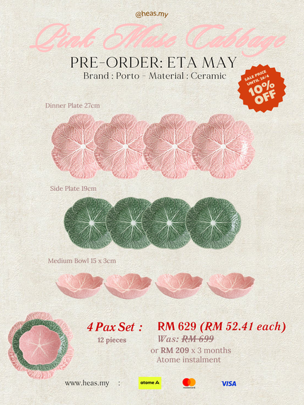 Pink Muse Cabbage 4 Pax Set (12 Pieces) - Mixed Colours