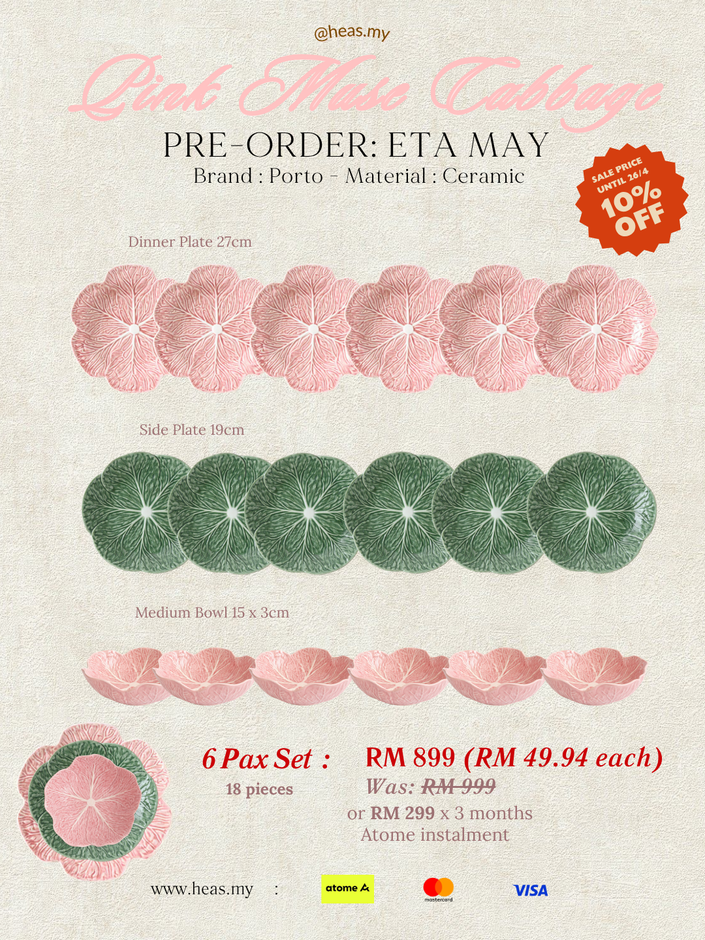 Pink Muse Cabbage 6 Pax Set (18 Pieces) - Mixed Colours