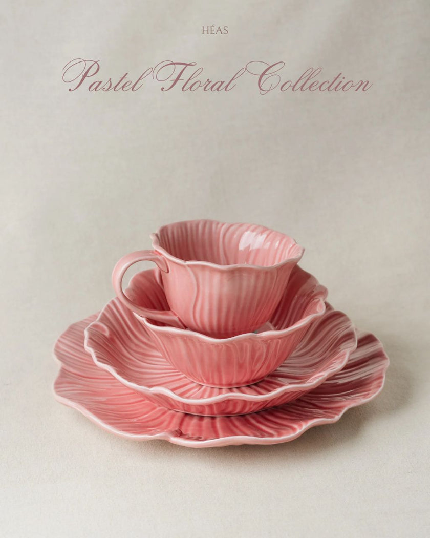 Pastel Floral Dinnerware Rose Pink (4 Pax Set – 14 pieces)
