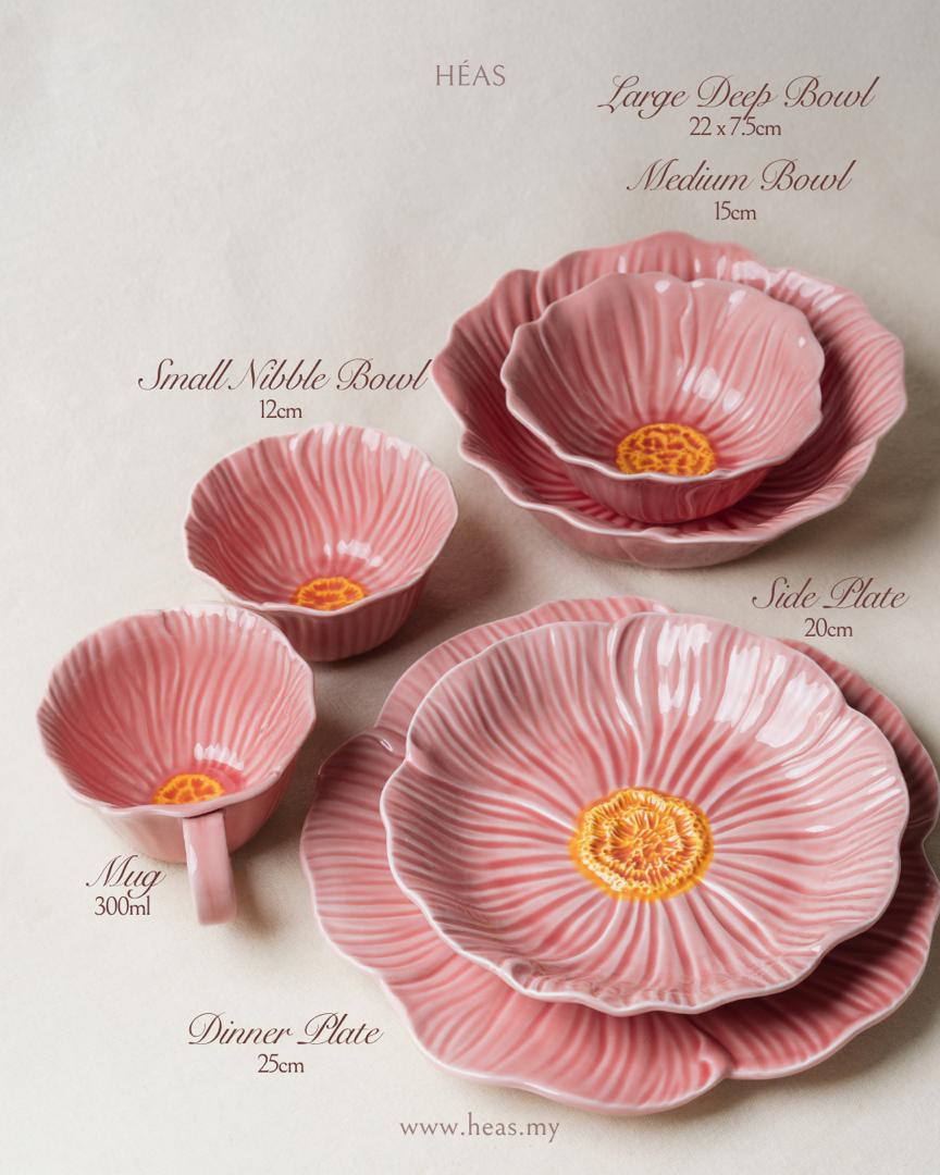 Pastel Floral Dinnerware Rose Pink (4 Pax Set – 14 pieces)
