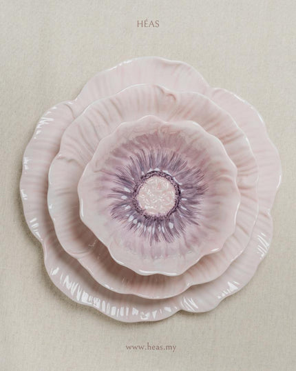 Pastel Floral Lilac Bloom Set of 3 (Dinner Plate, Side Plate, Medium Bowl)