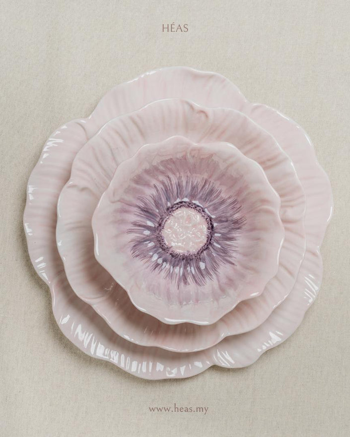 Pastel Floral Lilac Bloom Set of 3 (Dinner Plate, Side Plate, Medium Bowl)