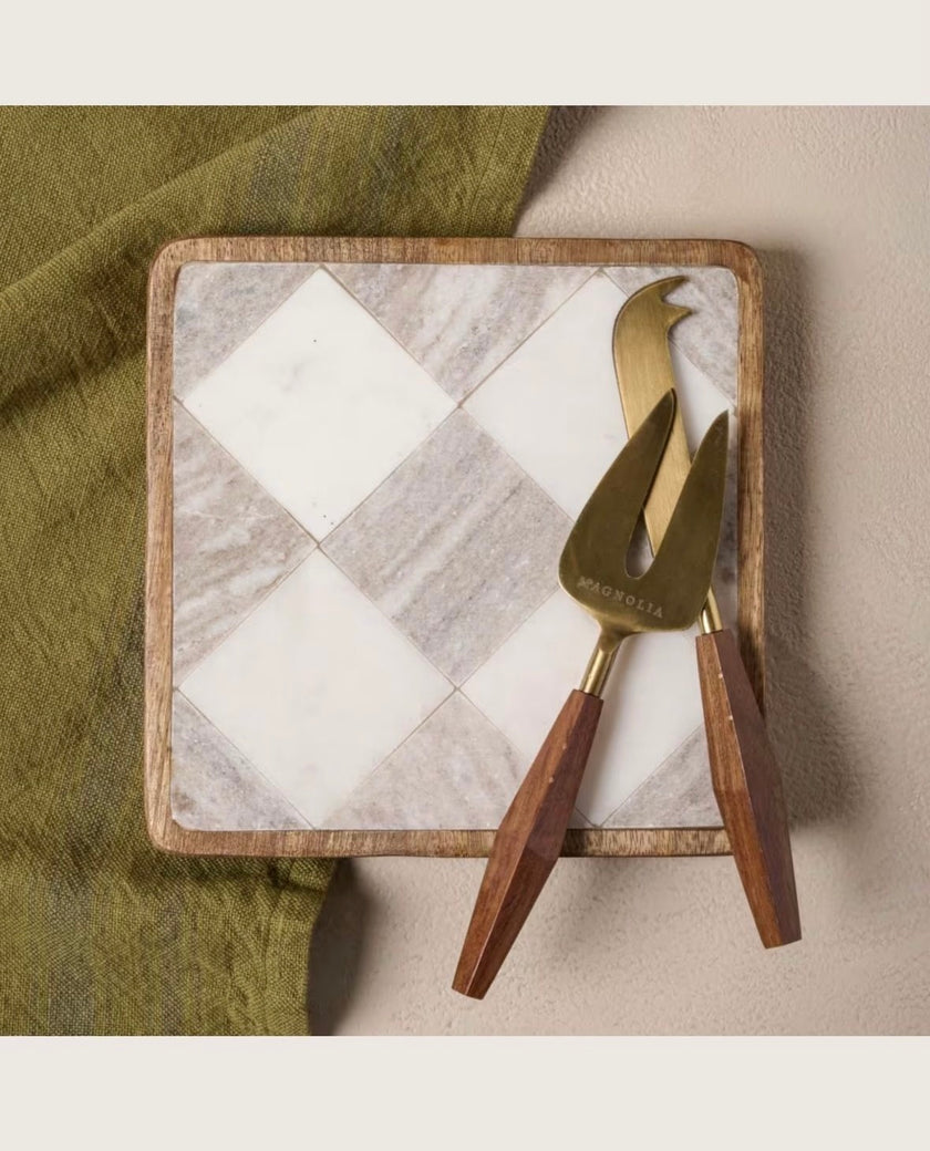 Carmella Checkered Marble Trivet (Grey)