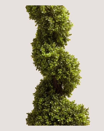 Spiral Topiary Artificial Tree with Wicker Basket Planter