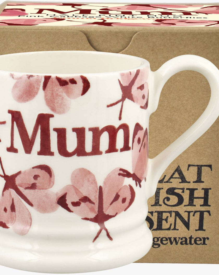 Pink Cabbage White Butterfly Mum 1/2 Pint Mug Boxed