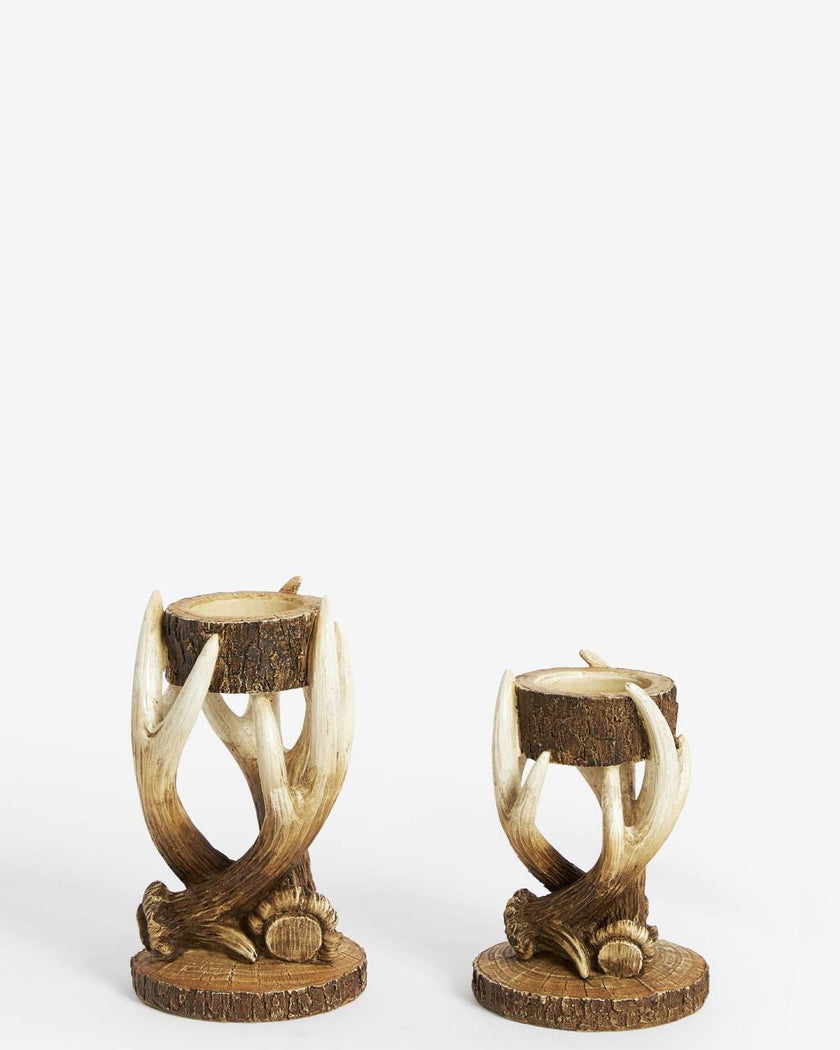 Set of 2 Wooden Stem Branch Design Tealight Holder