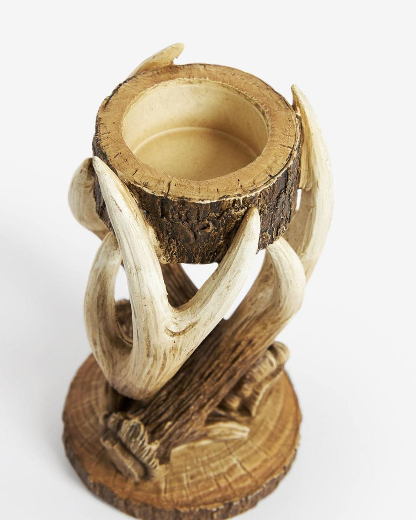 Set of 2 Wooden Stem Branch Design Tealight Holder