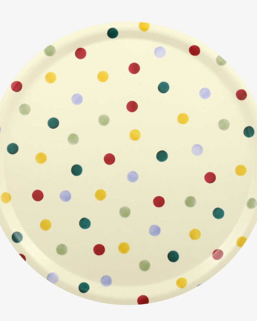 Polka Dot Round Birch Tray