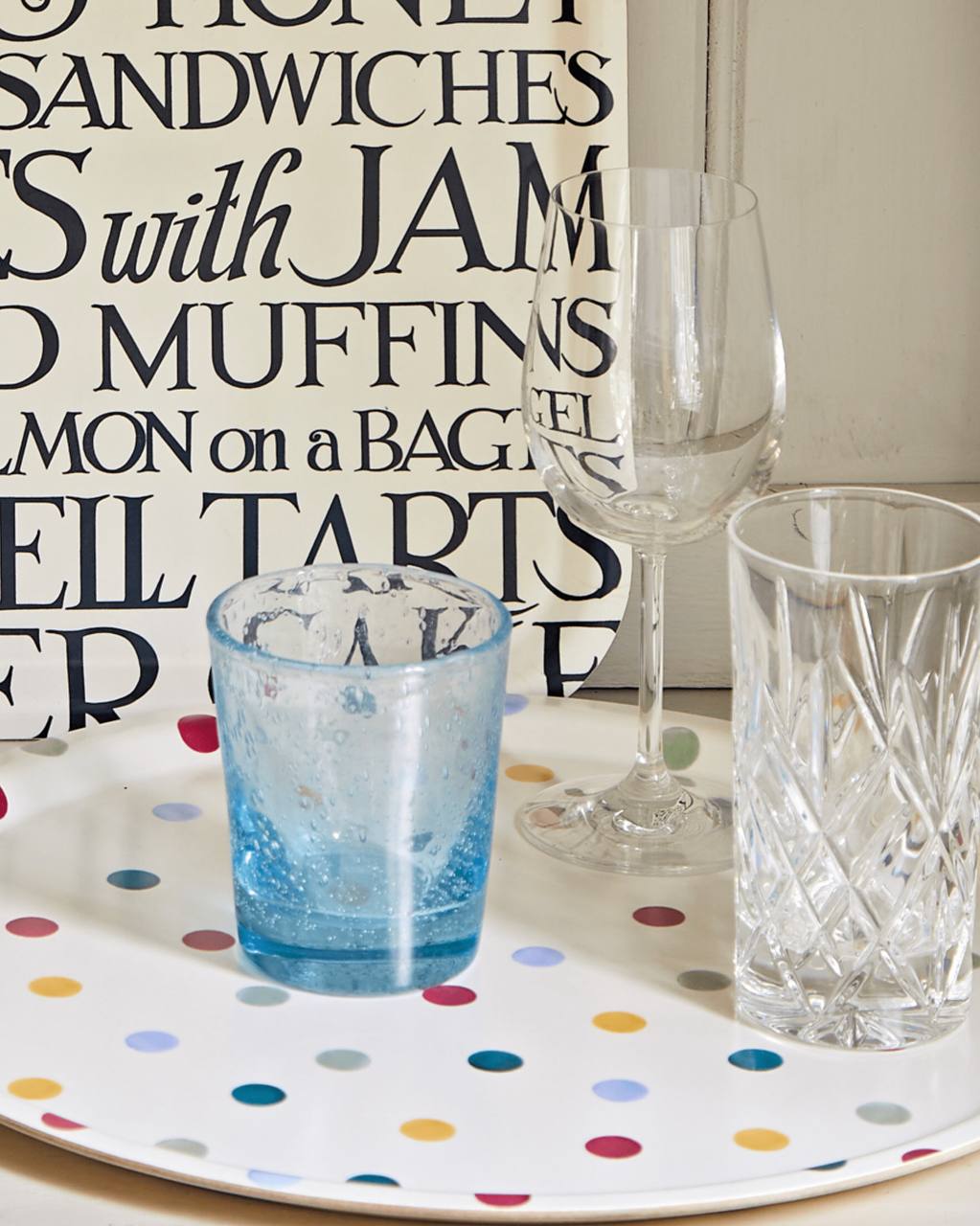 Polka Dot Round Birch Tray