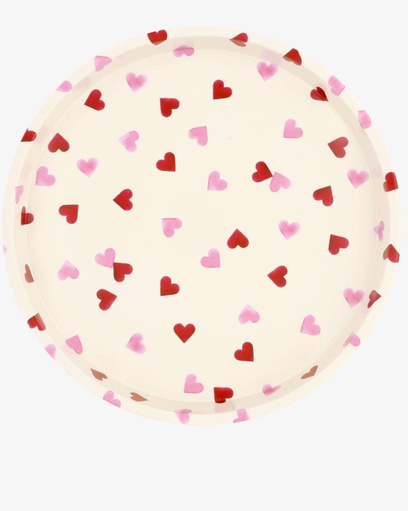 Pink Hearts Round Tin Tray