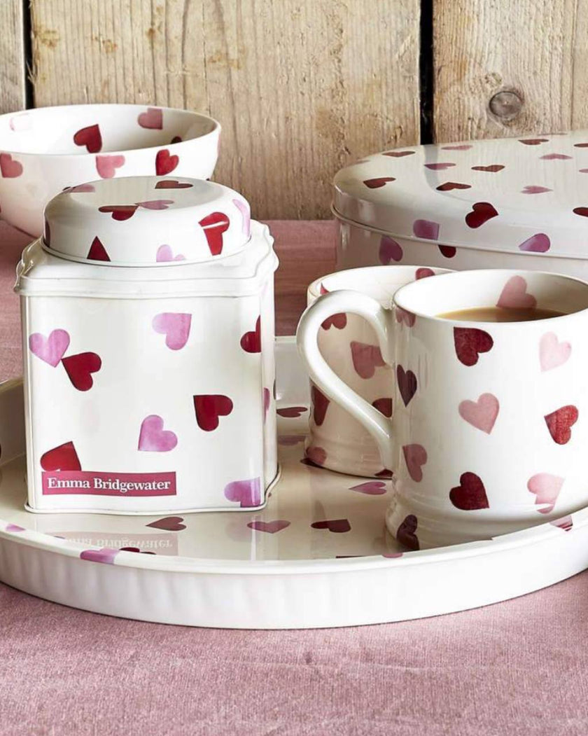 Pink Hearts Round Tin Tray