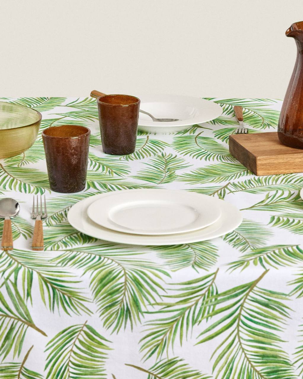Leaf Print Tablecloth (Round 180 cm)
