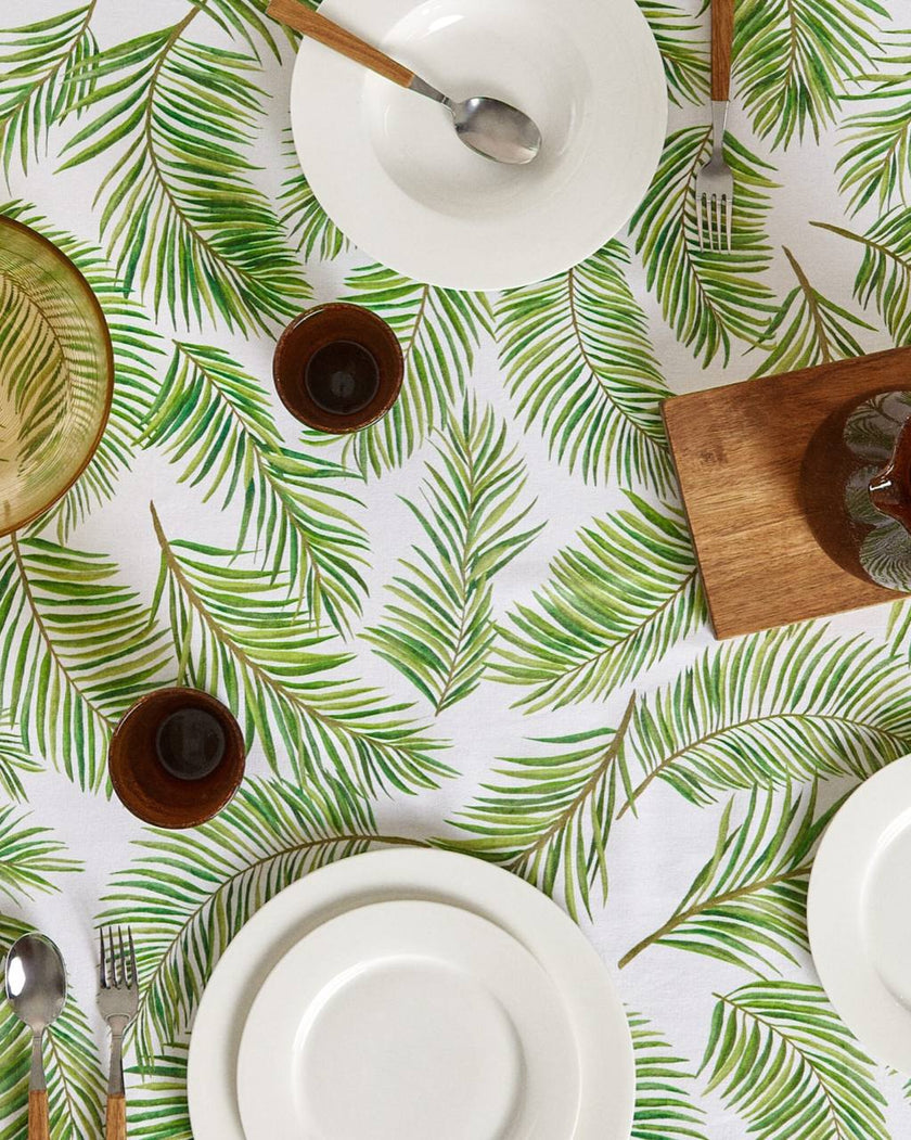 Leaf Print Tablecloth (Round 180 cm)