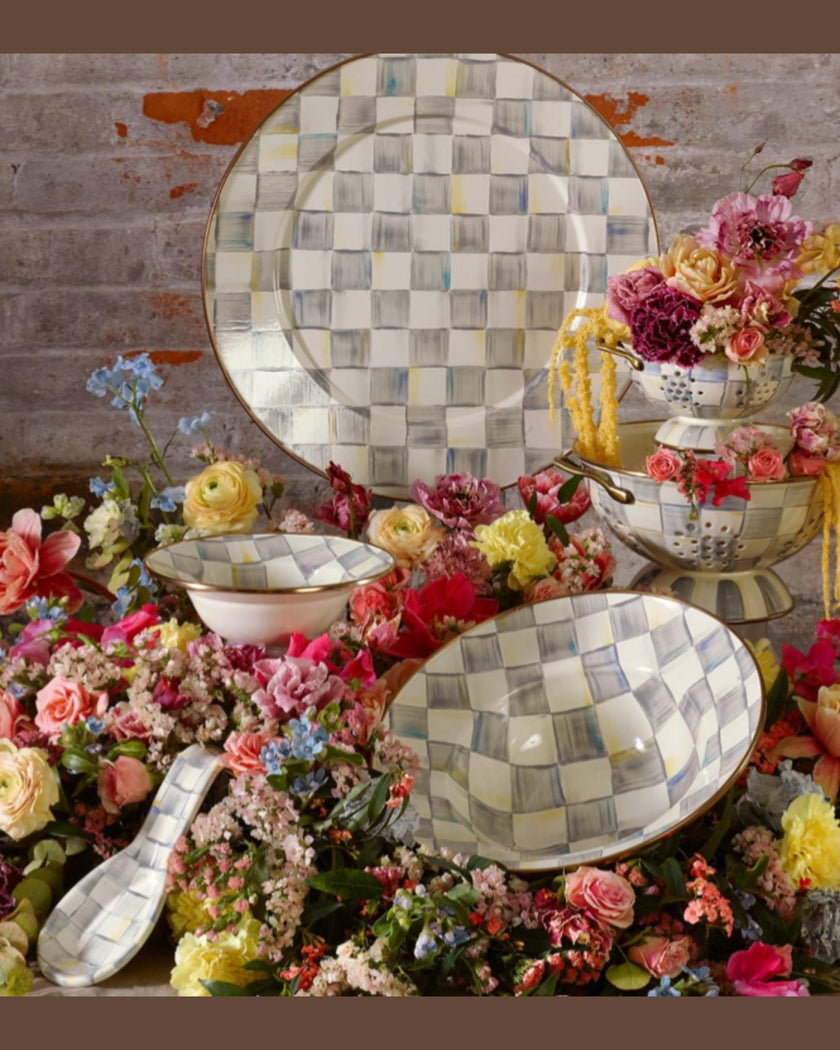 Sterling Check Enamel Spoon Rest