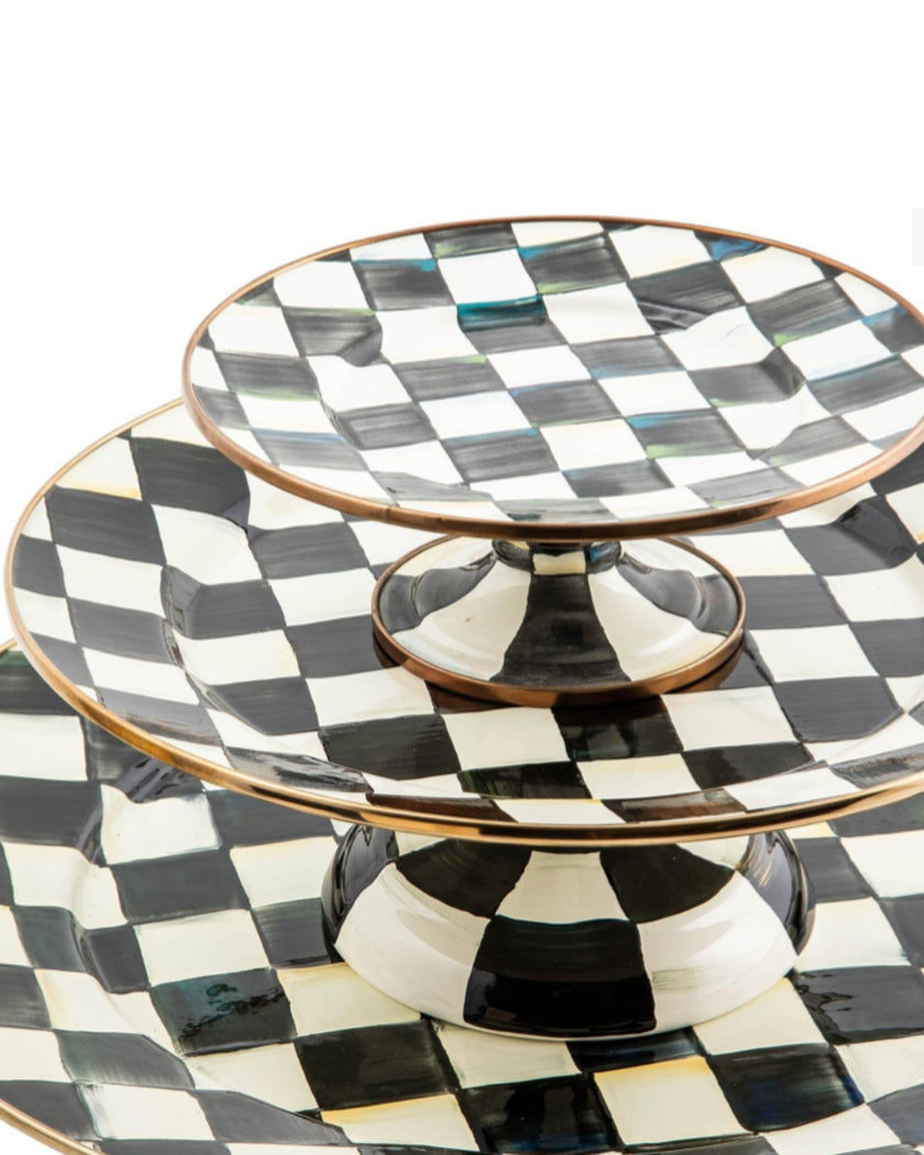 Courtly Large Check Pedestal Platter