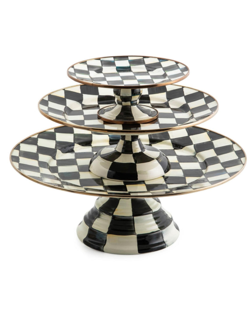 Courtly Small Check Pedestal Platter