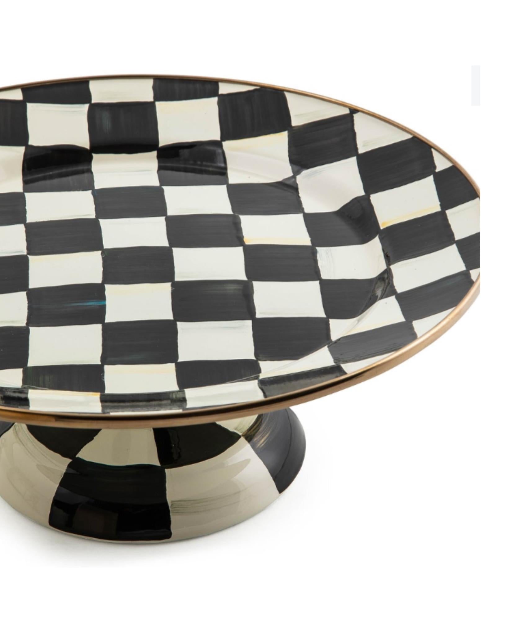 Courtly Small Check Pedestal Platter