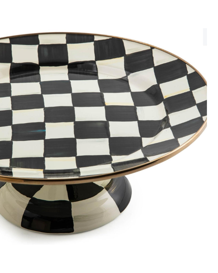 Courtly Small Check Pedestal Platter