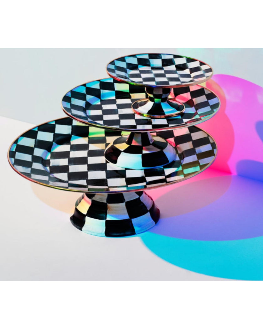 Courtly Small Check Pedestal Platter