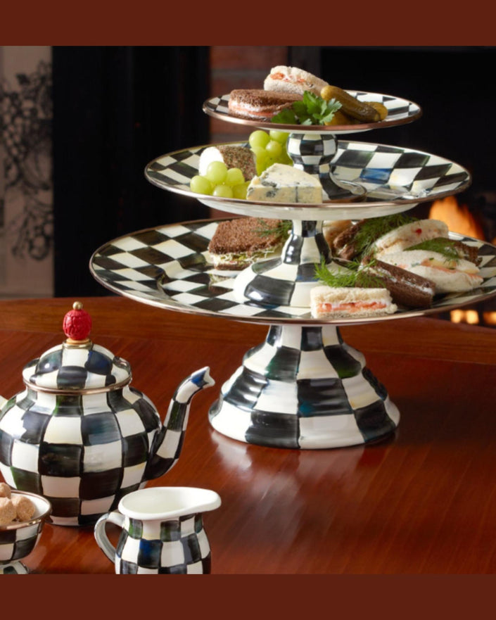 Courtly Large Check Pedestal Platter