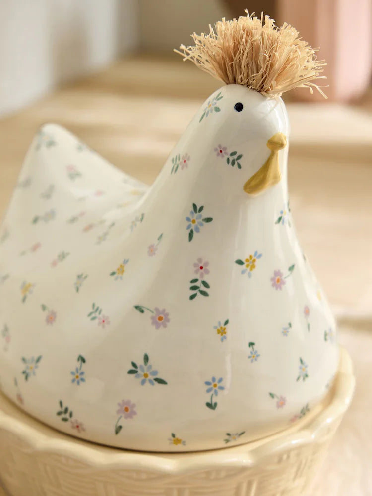 Cream Ceramic Chicken Egg House