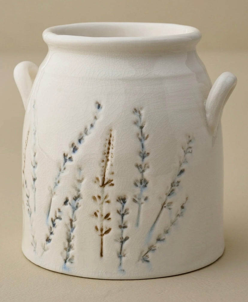 Pressed Floral Utensil Crock
