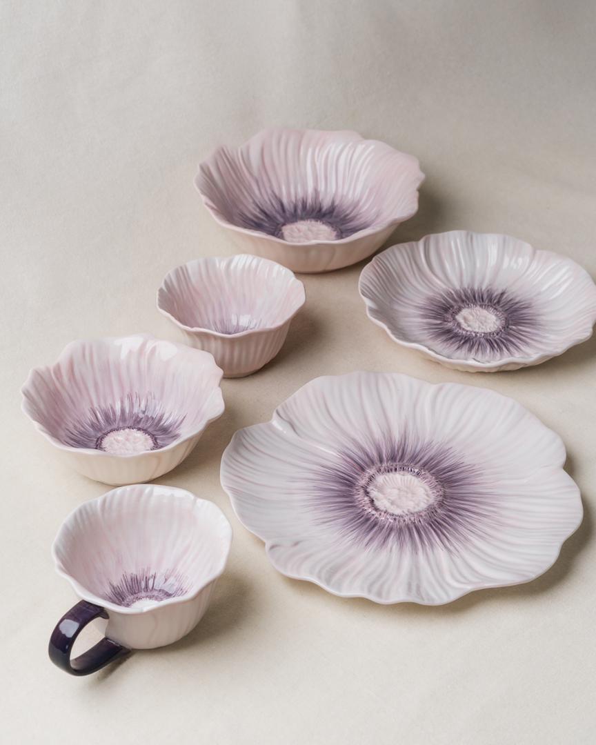 Pastel Floral Mug & Saucer Set (lilac bloom)
