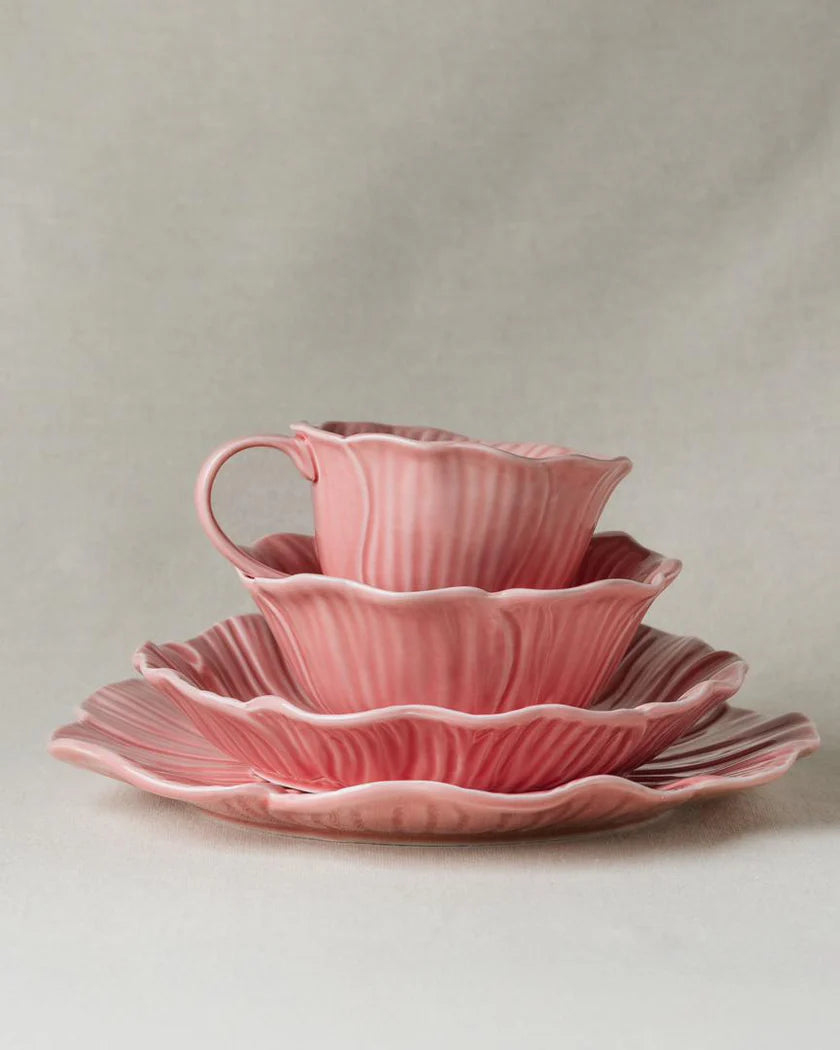 Pastel Floral Mug & Saucer (Rose Pink)