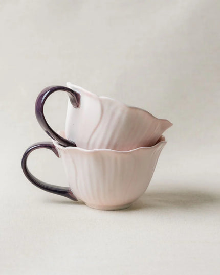 Pastel Floral Mug & Saucer (Lilac Bloom)