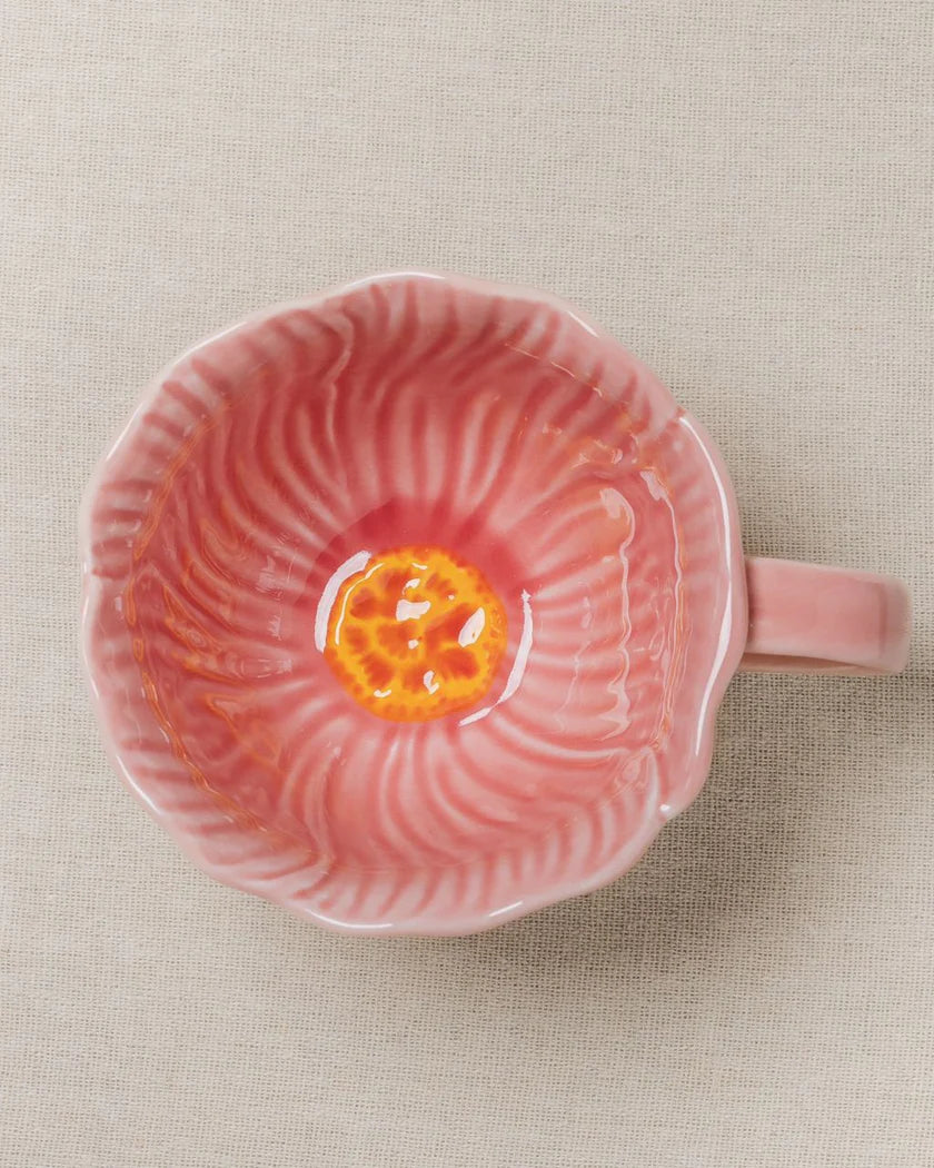 Pastel Floral Mug & Saucer (Rose Pink)
