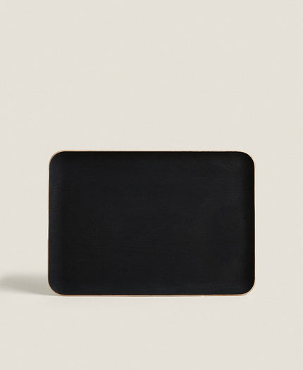 Rectangular Non-Slip Wooden Tray in Black Wood