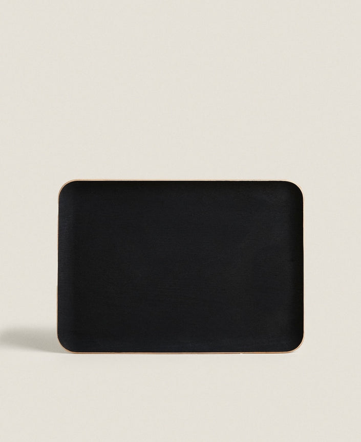 Rectangular Non-Slip Wooden Tray in Black Wood