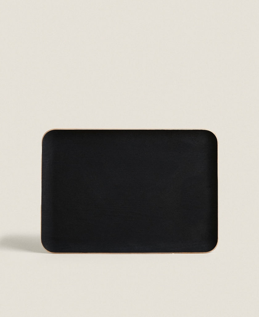 Rectangular Non-Slip Wooden Tray in Black Wood