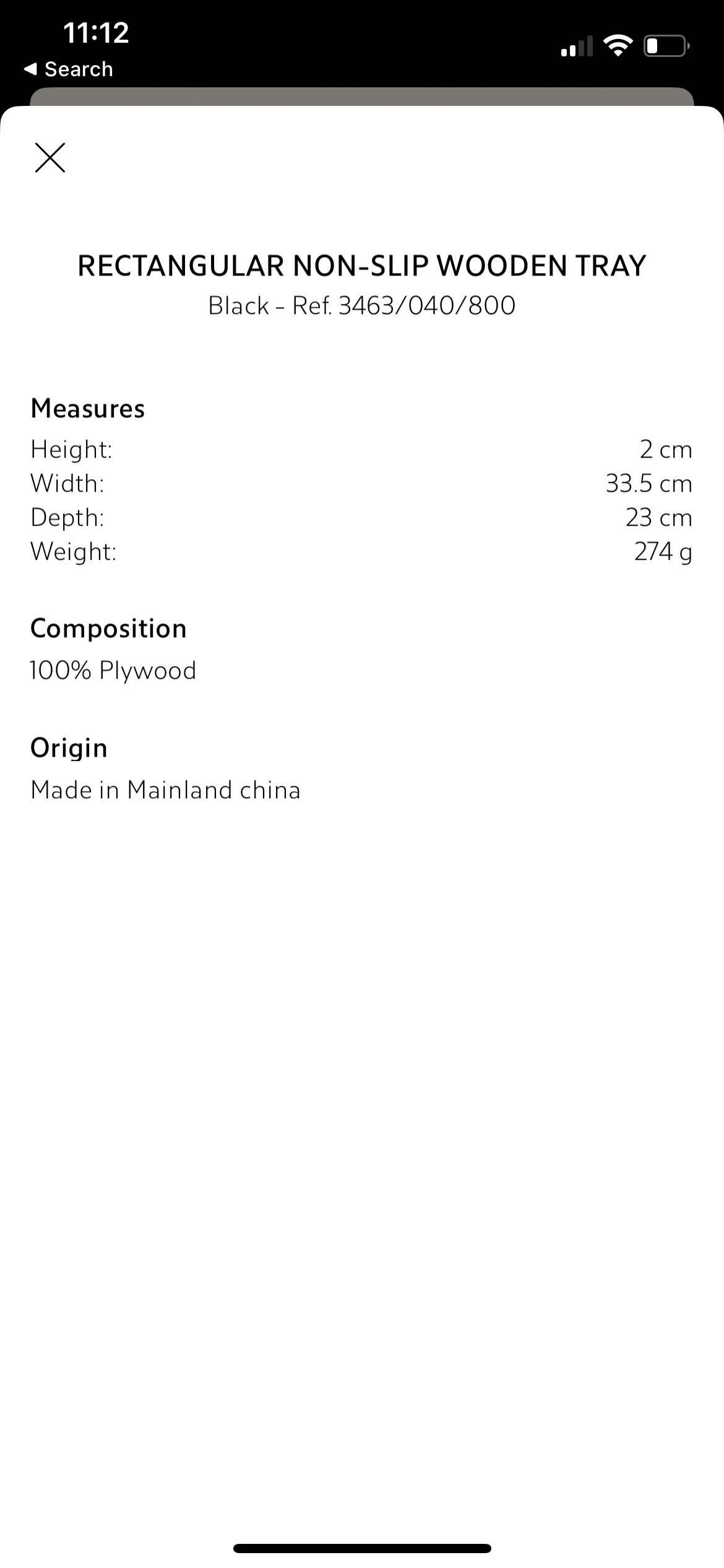 Rectangular Non-Slip Wooden Tray in Black Wood