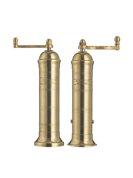 Brass Salt & Pepper Mill Grinder Combo Set (Handmade from Greece)