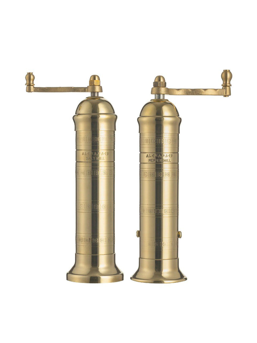 Brass Salt & Pepper Mill Grinder Combo Set (Handmade from Greece)