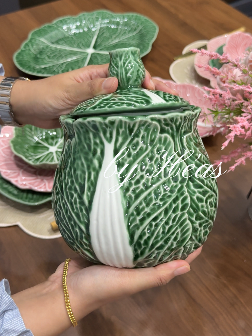 Green Cabbage Canister 16cm