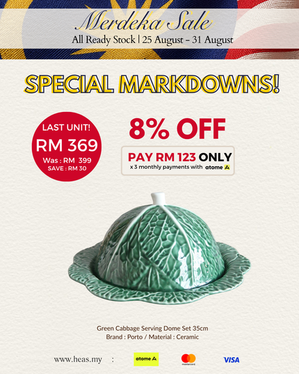 Green Cabbage Serving Dome Set 35cm