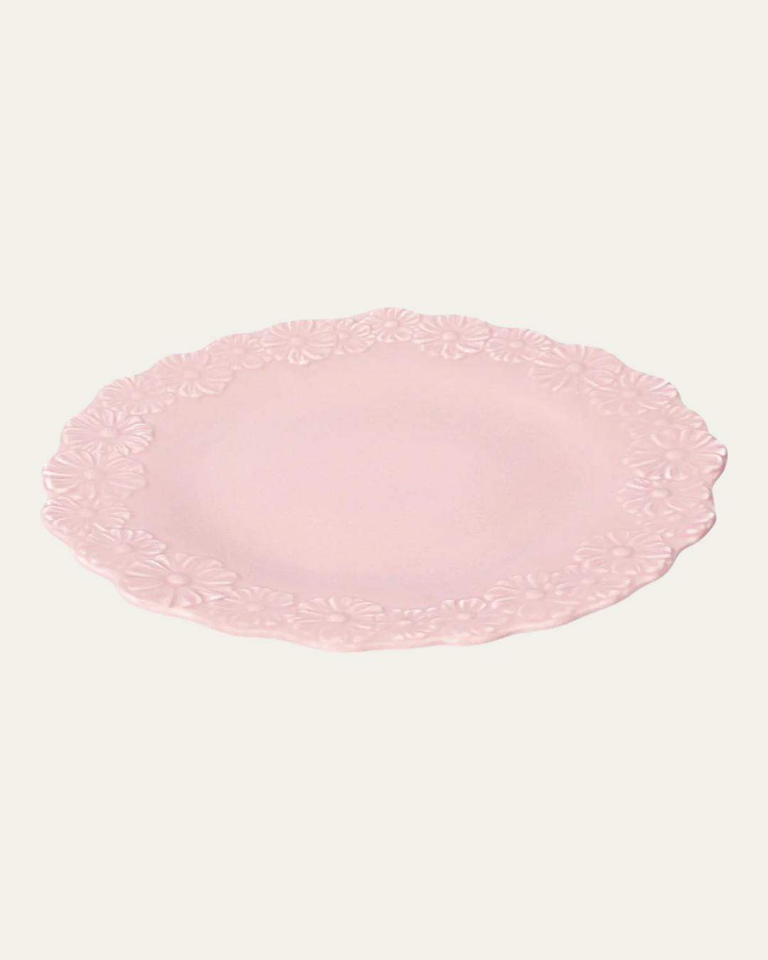 Dinner Plate in Pastel Pink with Embossed Flowers (25cm | Set of 4)