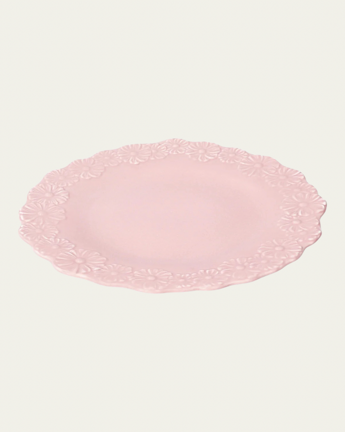 Dinner Plate in Pastel Pink with Embossed Flowers (25cm | Set of 4)