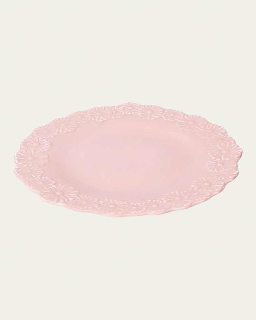 Dinner Plate in Pastel Pink with Embossed Flowers (25cm | Set of 4)